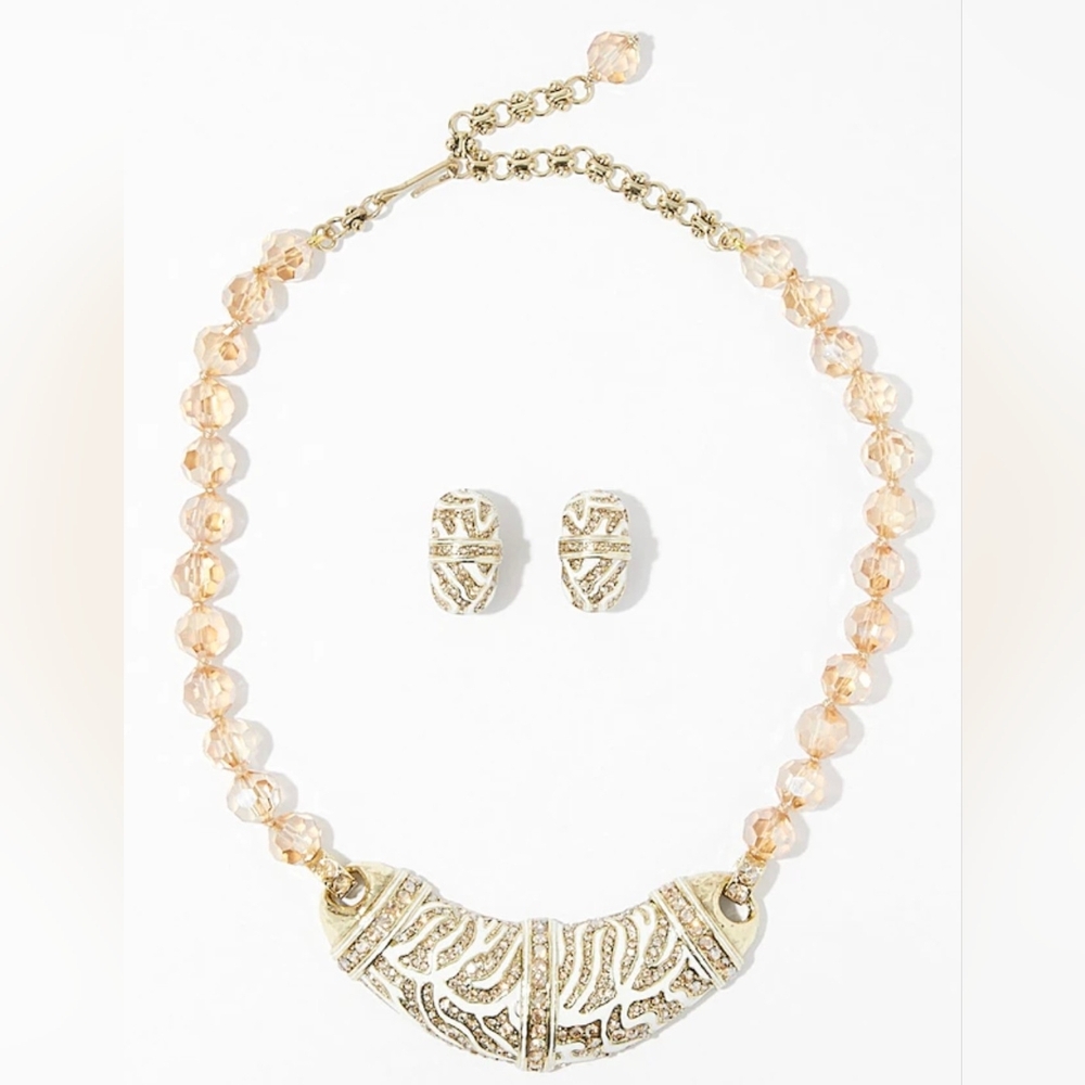 Brand New In Box Heidi Daus Animal Instinct Necklace & Earrings Set